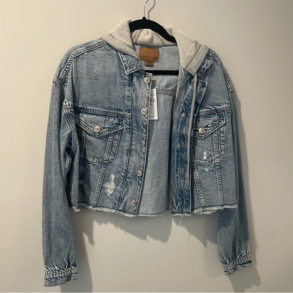 American Eagle Outfitters Jackets & Blazers - NWT | American Eagle | Distressed Jean Jacket with Hood
